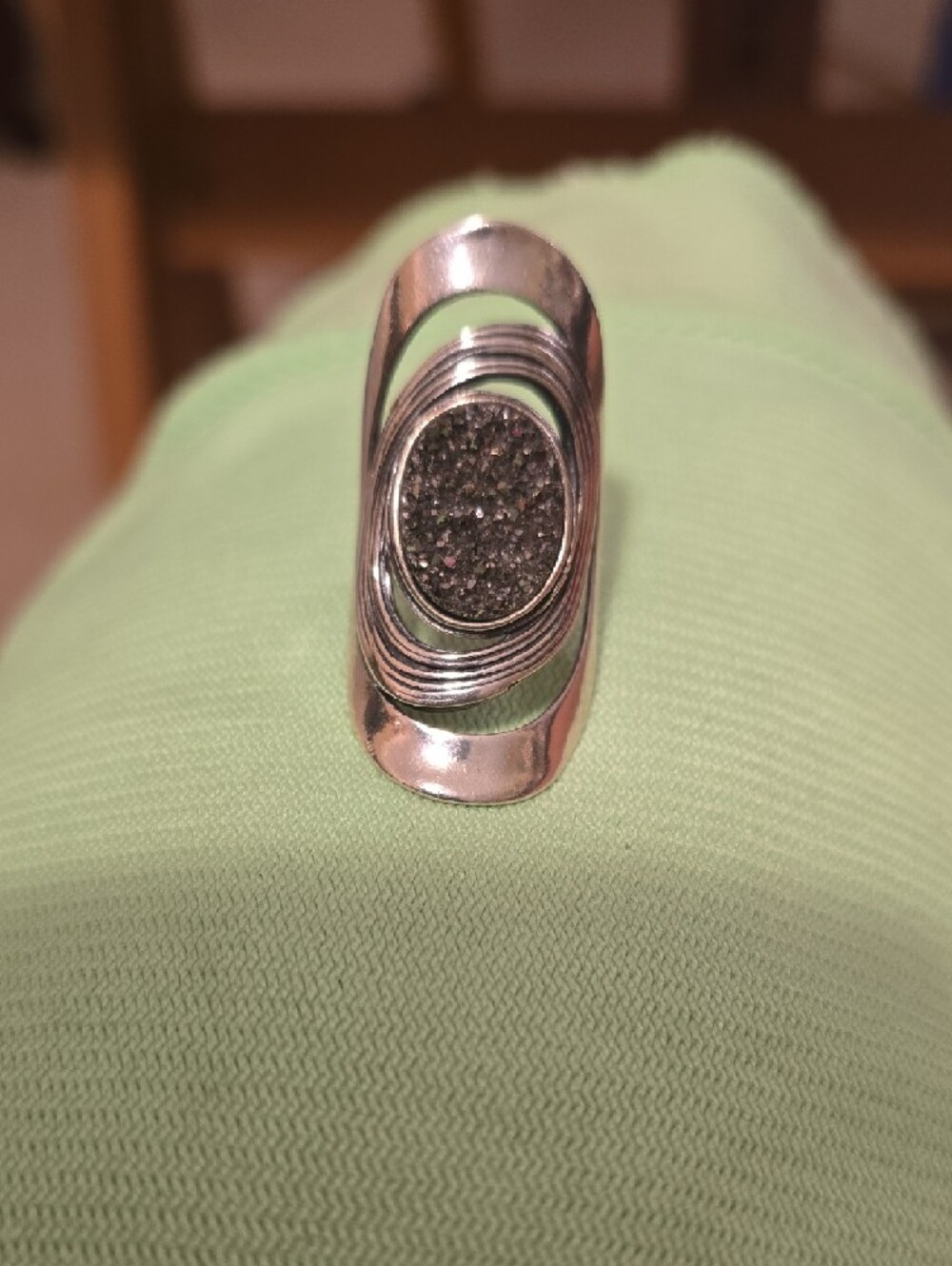 Sterling Saddle Ring with Black Druzy Center - Picture 6 of 6